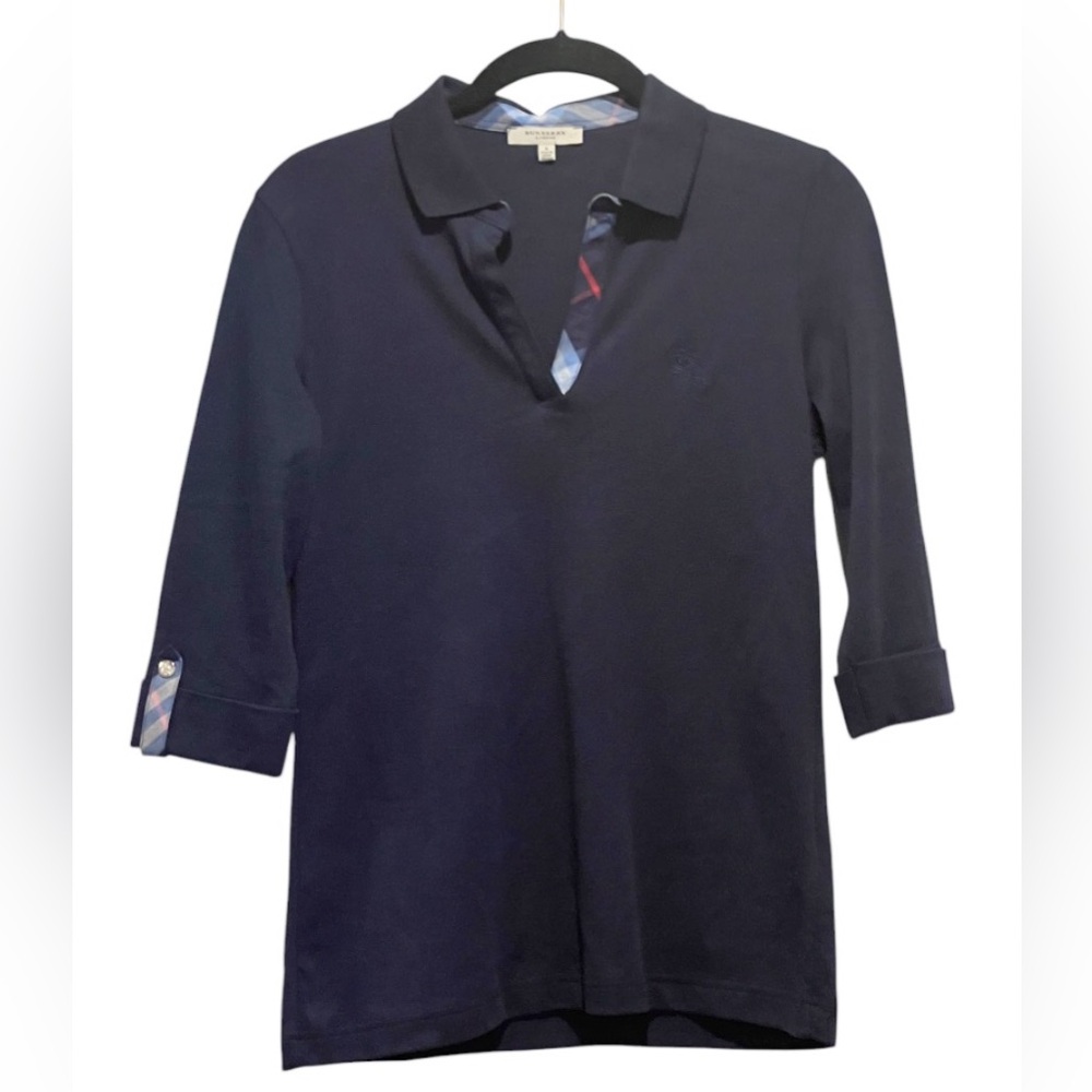 Burberry Women’s Navy 3/4 Sleeves Polo Size L